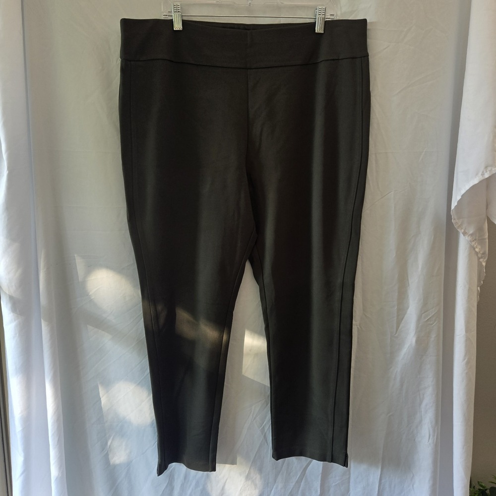 Express‎ Ponte Knit Ankle Pants Rosin Green Women's XXL Career Autumn Comfy